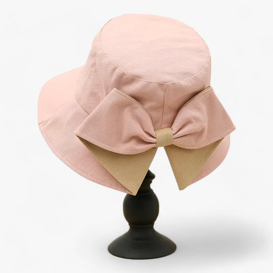Damen Sonnenhut | Baumwolle | Bucket Hat | Einfarbig | Rundkrempe-Rosa Beige-Luzern Mode