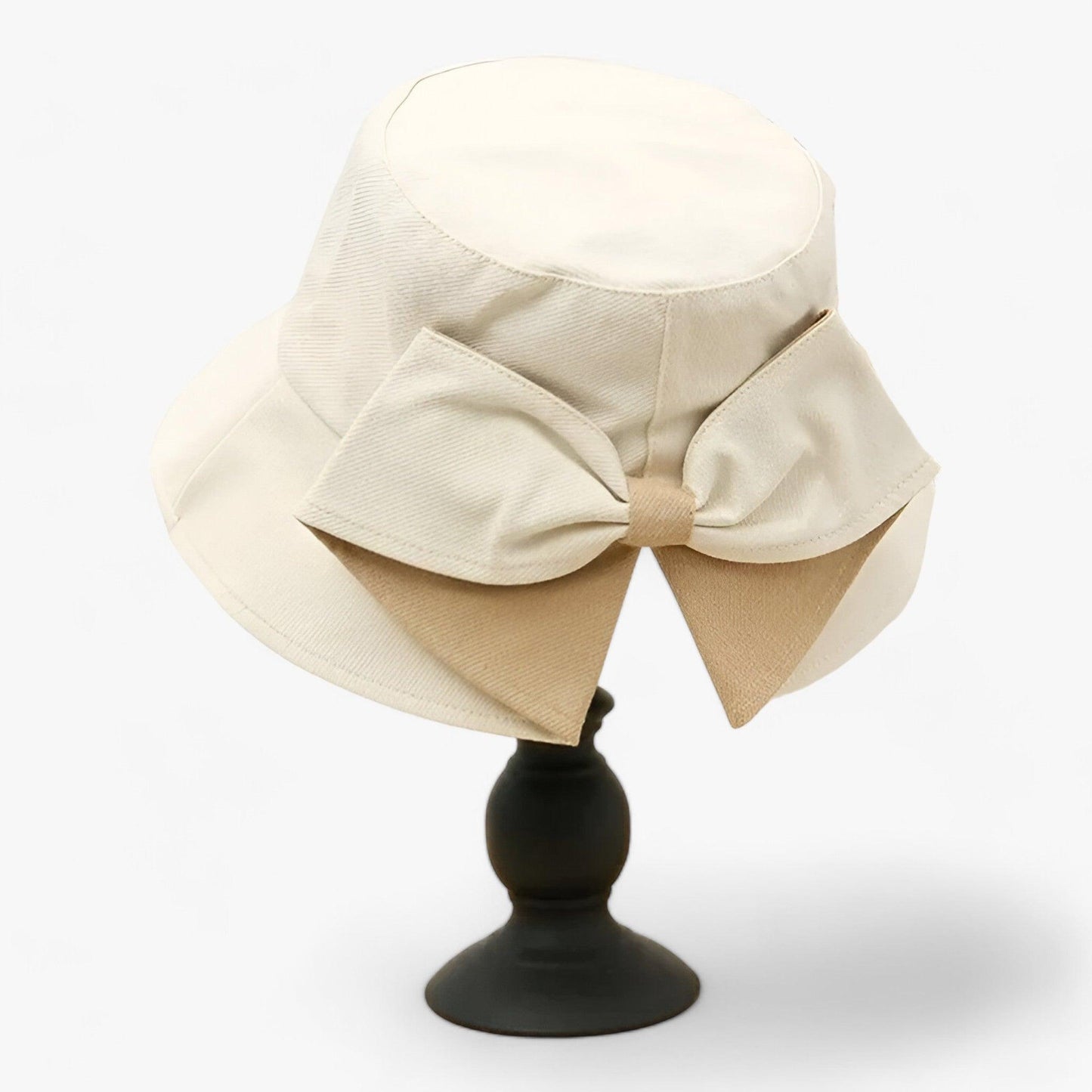 Damen Sonnenhut | Baumwolle | Bucket Hat | Einfarbig | Rundkrempe-Weiß Beige-Luzern Mode