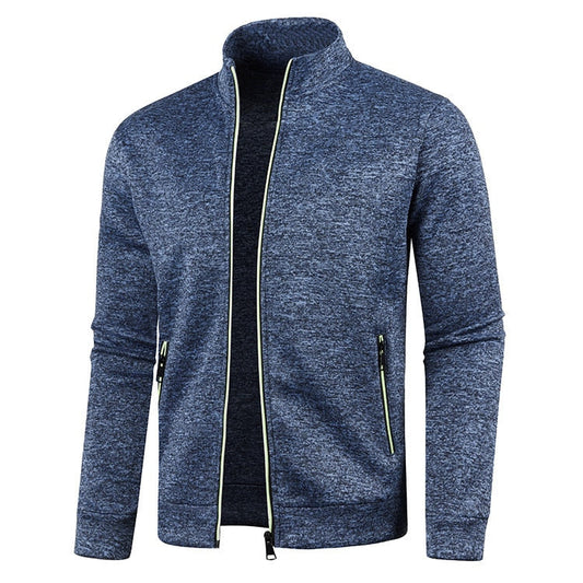 Herren Outdoorjacke | Fleece | Baumwolle | Reißverschluss | Einfarbig-Blau-S-Luzern Mode