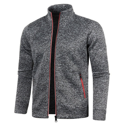 Herren Outdoorjacke | Fleece | Baumwolle | Reißverschluss | Einfarbig-Dunkelgrau-S-Luzern Mode