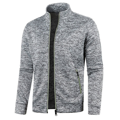 Herren Outdoorjacke | Fleece | Baumwolle | Reißverschluss | Einfarbig-Khaki-S-Luzern Mode