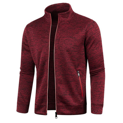 Herren Outdoorjacke | Fleece | Baumwolle | Reißverschluss | Einfarbig-Rot-S-Luzern Mode