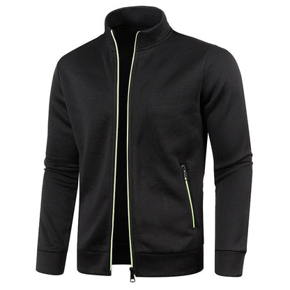 Herren Outdoorjacke | Fleece | Baumwolle | Reißverschluss | Einfarbig-Schwarz-S-Luzern Mode