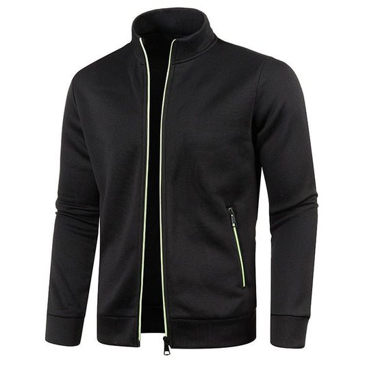 Herren Outdoorjacke | Fleece | Baumwolle | Reißverschluss | Einfarbig-Schwarz-S-Luzern Mode