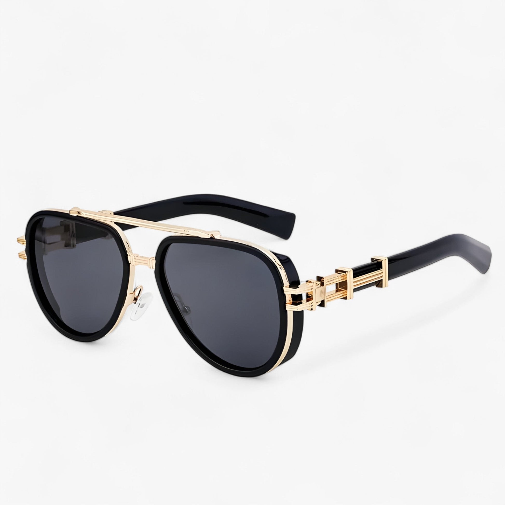 Steampunk Sonnenbrille | Polarisierten Gläsern | Oversized | Unisex-Schwarz Gold Grau-Luzern Mode