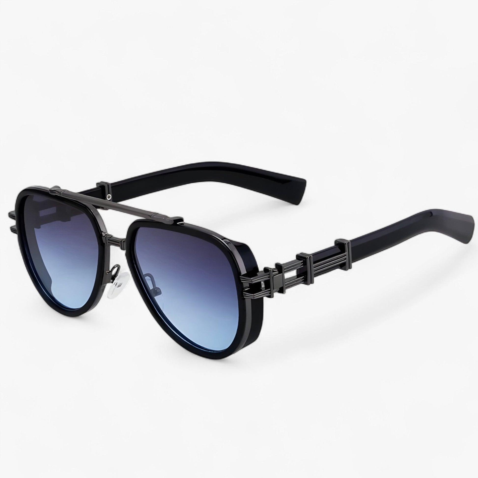 Steampunk Sonnenbrille | Polarisierten Gläsern | Oversized | Unisex-Schwarz Grau Blau-Luzern Mode