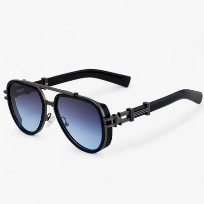 Steampunk Sonnenbrille | Polarisierten Gläsern | Oversized | Unisex-Schwarz Grau Blau-Luzern Mode