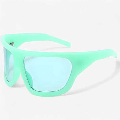 Sportsonnenbrille | Wraparound | Steampunk | Oversized | Unisex-Grün-Luzern Mode