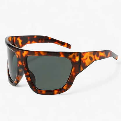 Sportsonnenbrille | Wraparound | Steampunk | Oversized | Unisex-Leopard-Luzern Mode