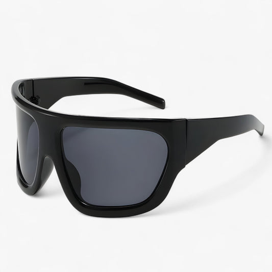 Sportsonnenbrille | Wraparound | Steampunk | Oversized | Unisex-Schwarz-Luzern Mode