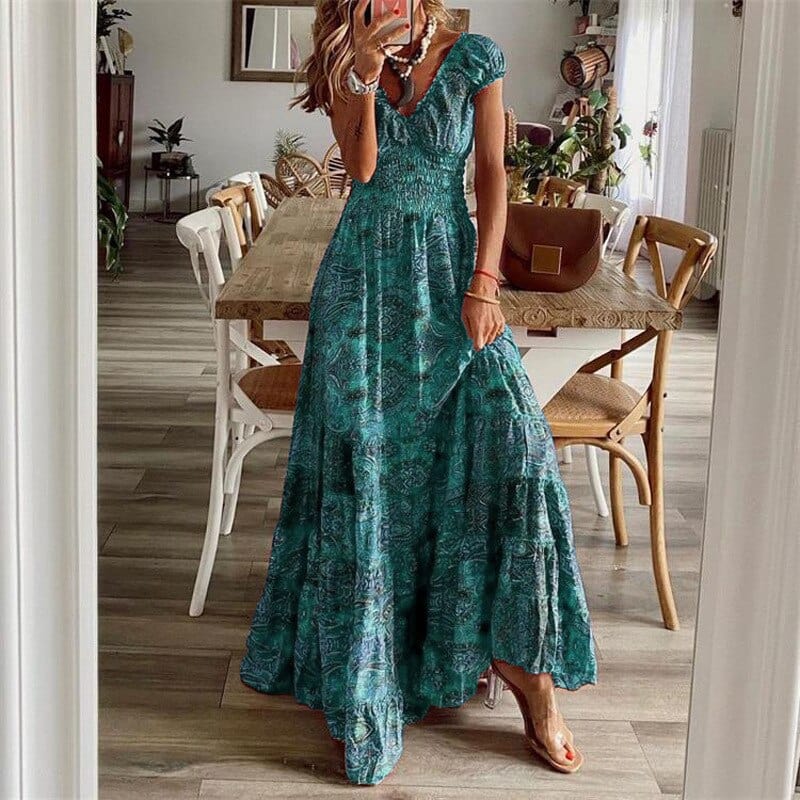 Luftiges Damen Maxikleid mit Ethno-Print & V-Ausschnitt – Nayeli