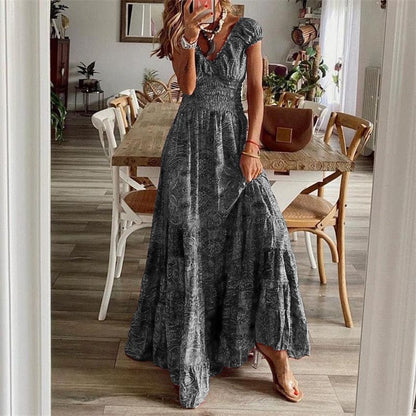 Luftiges Damen Maxikleid mit Ethno-Print & V-Ausschnitt – Nayeli
