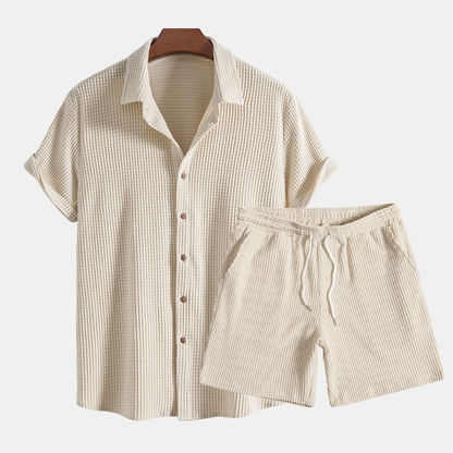 Sommerliches Herren-Lounge-Set mit Waffelmuster – Lenn