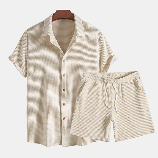 Sommerliches Herren-Lounge-Set mit Waffelmuster – Lenn