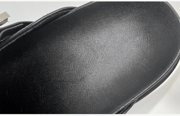 Damen Plateau-Sandalen | Dichtes Design | Schwarz | Punk | PU-Leder-Luzern Mode