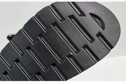 Damen Plateau-Sandalen | Dichtes Design | Schwarz | Punk | PU-Leder-Luzern Mode