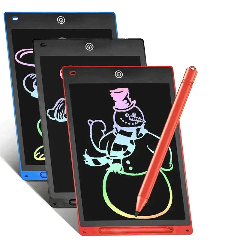 Bunte LCD-Schreibtafel mit Stift, tragbar, ideal für Kinder, Zeichnen und Notizen.