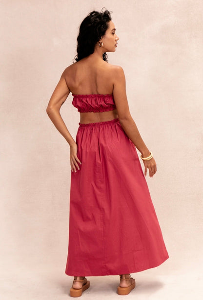 Rosa ärmelloses Boho-Chic-Kleid mit lässigem Schnitt – Elira