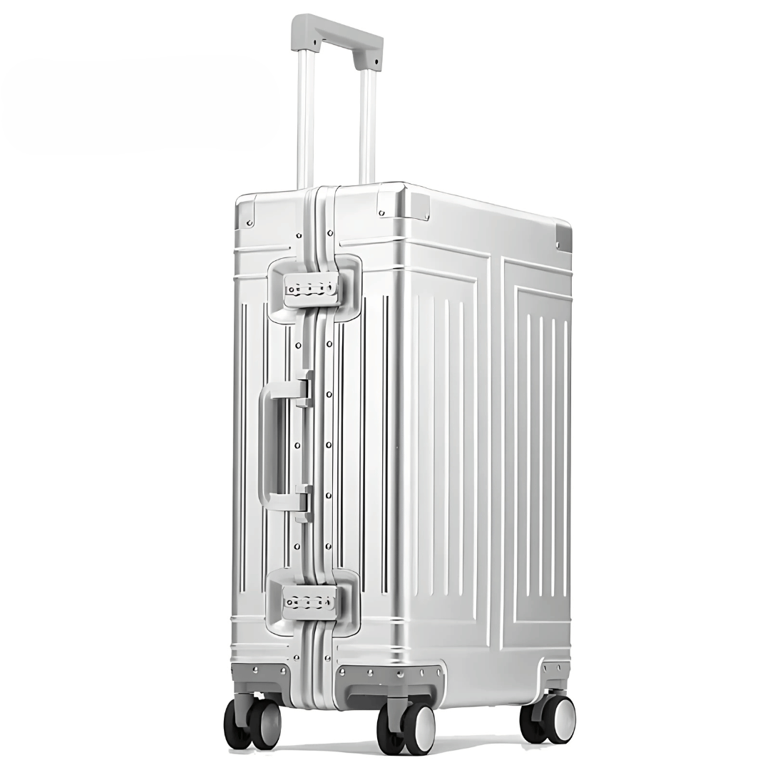 Aluminium Reisekoffer | Hand- oder Aufgabegepäck | Zahlenschlösser-Silber-S (37 L)-Luzern Mode