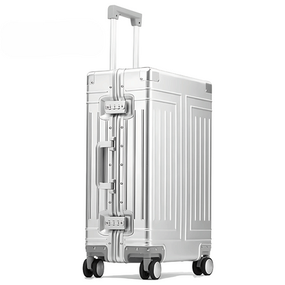 Aluminium Reisekoffer | Hand- oder Aufgabegepäck | Zahlenschlösser-Silber-S (37 L)-Luzern Mode