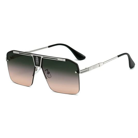 Quadratische Sonnenbrille, Metallrahmen, Farbverlaufsgläser, Unisex, modisch, elegant.