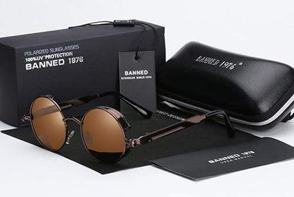 Retro Runde Gepolarisierte Steampunk Sonnenbrille – Argo