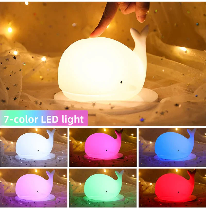 7-farbige LED-Wal-Lampe, Nachtlicht, dimmbar, Kinderzimmer, USB-aufladbar, Silikon.