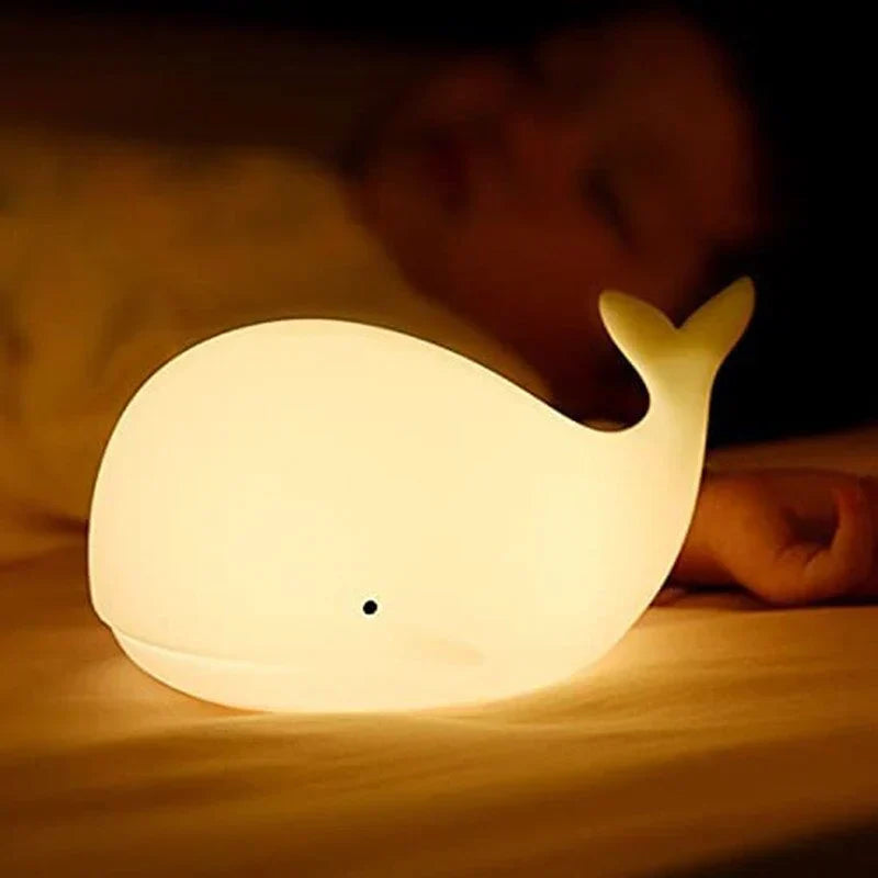 Leuchtwal-Nachtlicht für Kinder, LED, warmweiß, Silikon, Schlafzimmer-Dekoration.