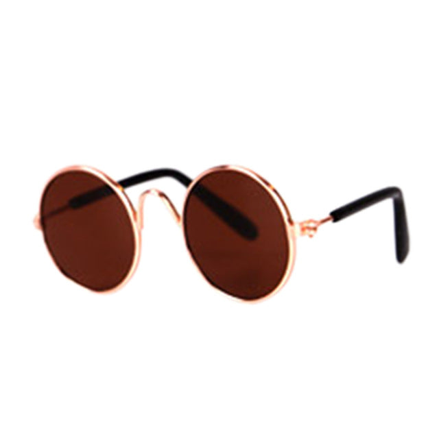 Runde Sonnenbrille, goldener Rahmen, braune Gläser, modisch, Unisex, UV-Schutz.