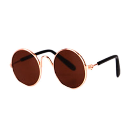 Runde Sonnenbrille, goldener Rahmen, braune Gläser, modisch, Unisex, UV-Schutz.