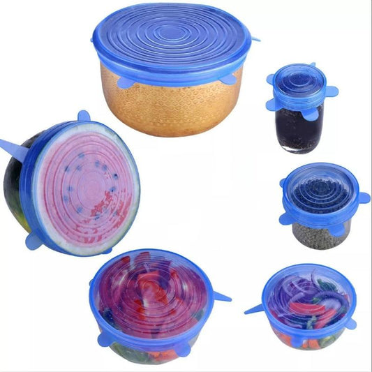 Silikon Stretchdeckel Set, blau, wiederverwendbar, für Schüsseln und Lebensmittel, umweltfreundlich