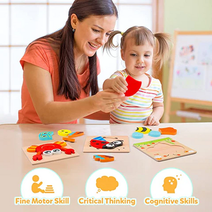 Lernpuzzle aus Holz für Kleinkinder – EntdeckerSet Montessori (1+1 GRATIS)