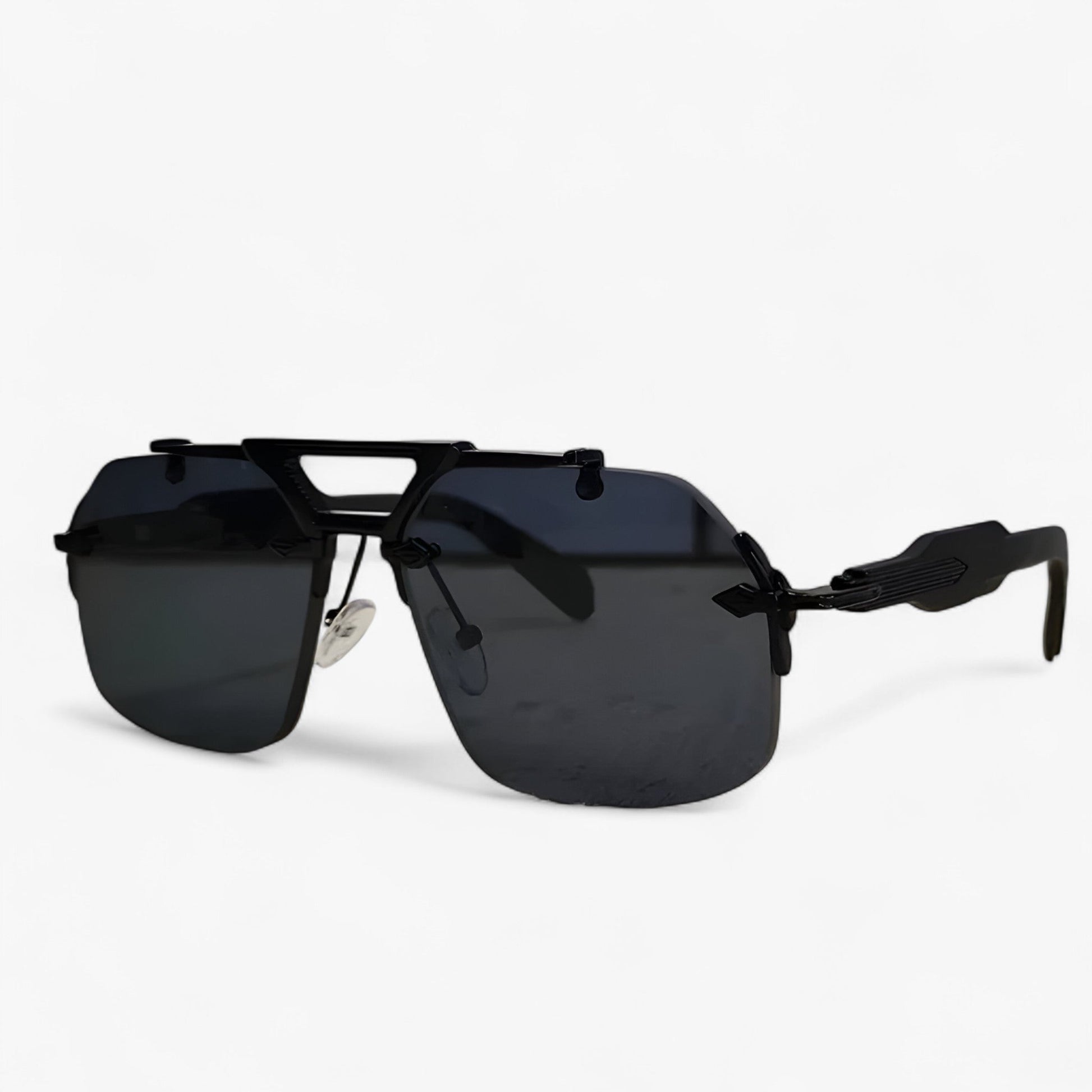 Sonnenbrille | Metal | Oversized | Randlos | Unisex | UV-Schutz-Schwarz Grau-Luzern Mode