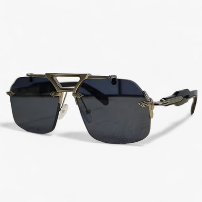 Sonnenbrille | Metal | Oversized | Randlos | Unisex | UV-Schutz-Silber Grau-Luzern Mode