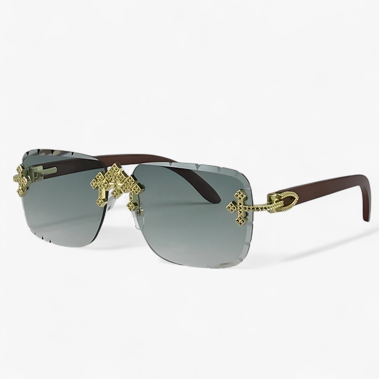Sonnenbrille | Metallakzenten | Randlos | UV400 | Unisex | Steampunk-Grau-Luzern Mode