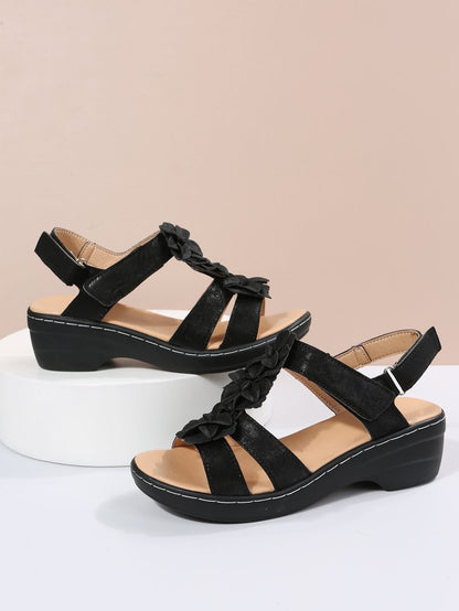 Damen Sandalen | Retro | Veganes Leder | Offenes Design | Verstellbar-Luzern Mode