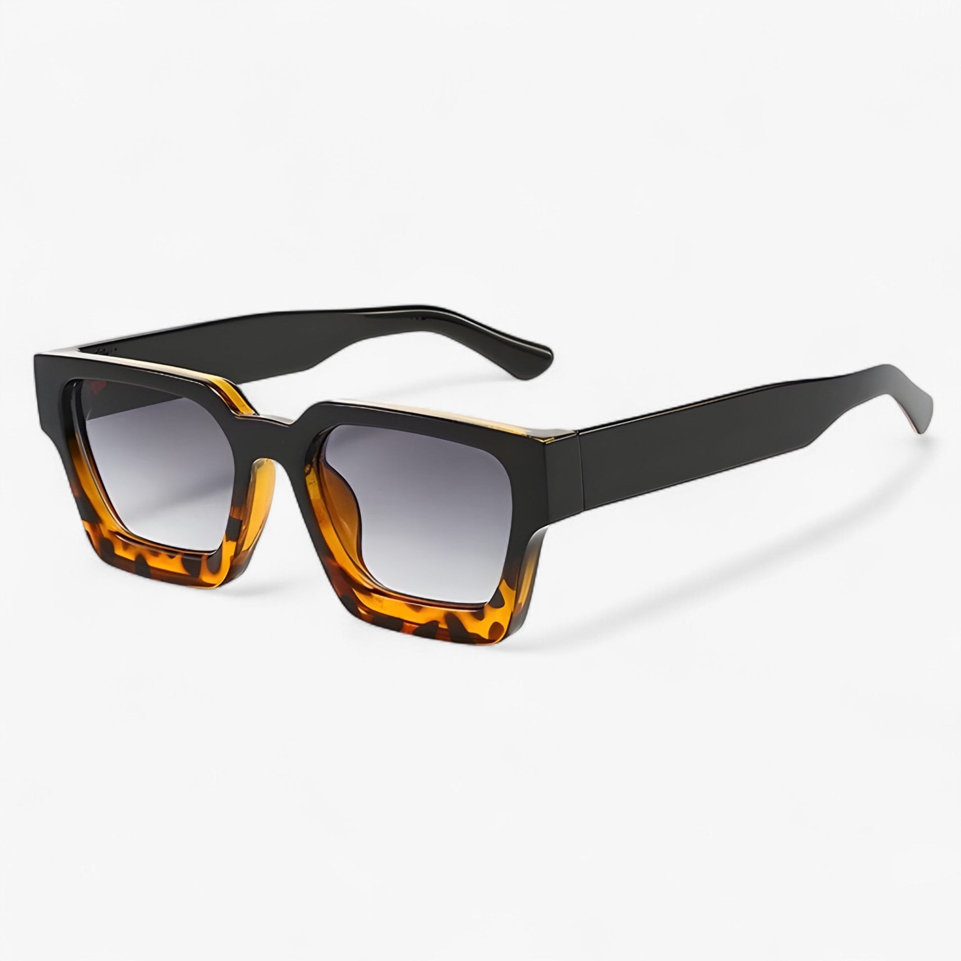 Herren Sonnebrille | Retro | Eckig | UV400 | Kunststoff | Stabil-Schwarz Leopard Grau-Luzern Mode