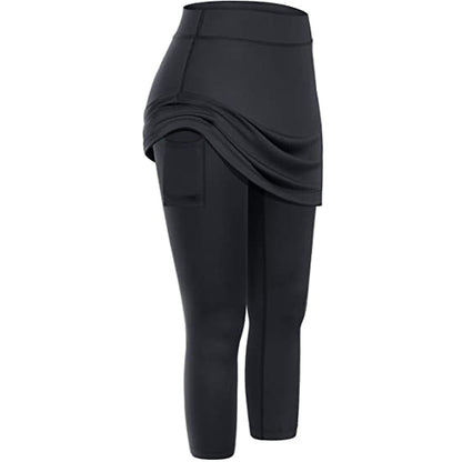 Rock-Leggings | Seitentaschen | Sportlich | Knöchellang | Einfarbig-Schwarz-S-Luzern Mode