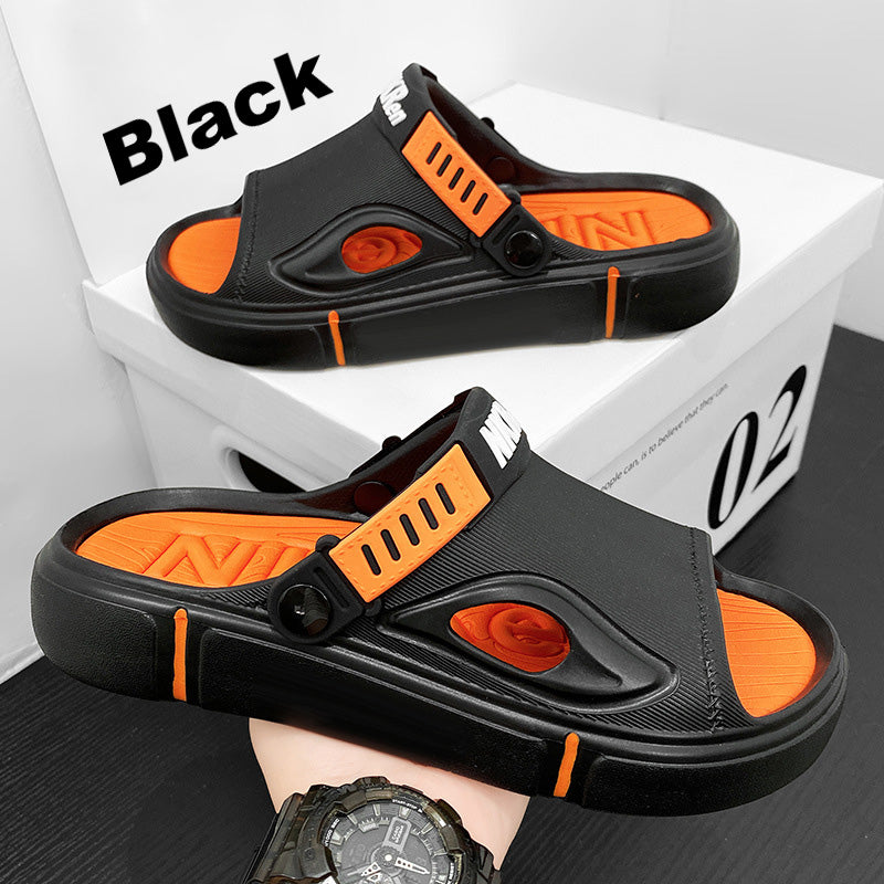 Herren Strandsandalen | Rutschfest | Slide-On-Design | Offenes Design-Schwarz-39/40-Luzern Mode