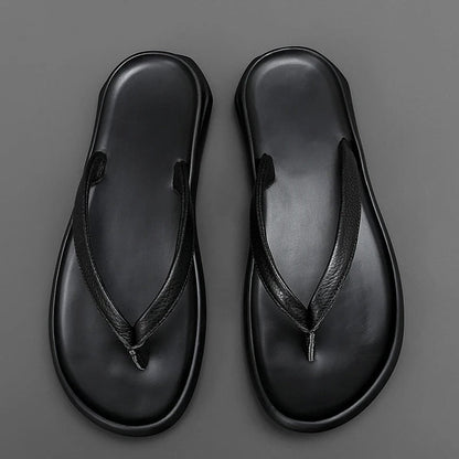 Rindsleder | atmungsaktiv | rutschfest | flexibel | flach | Slipper | Herren-Luzern Mode