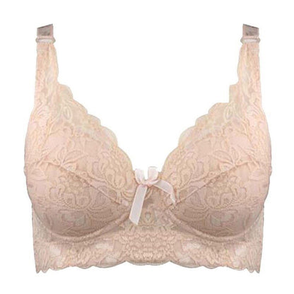 Spitzen-BH in Beige, Damenunterwäsche, verstellbare Träger, elegantes Design, Komfort.