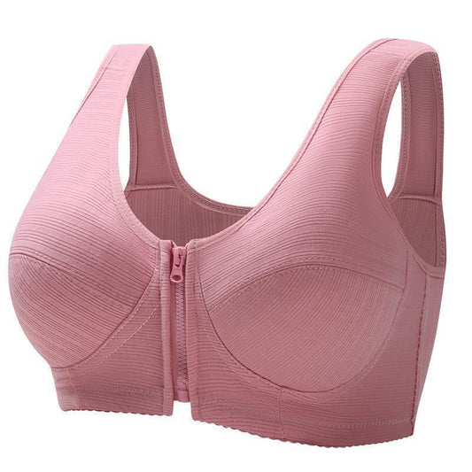 Rosa Damen-BH mit Reißverschluss vorne, nahtlos, bequem, stützender Sport-BH.