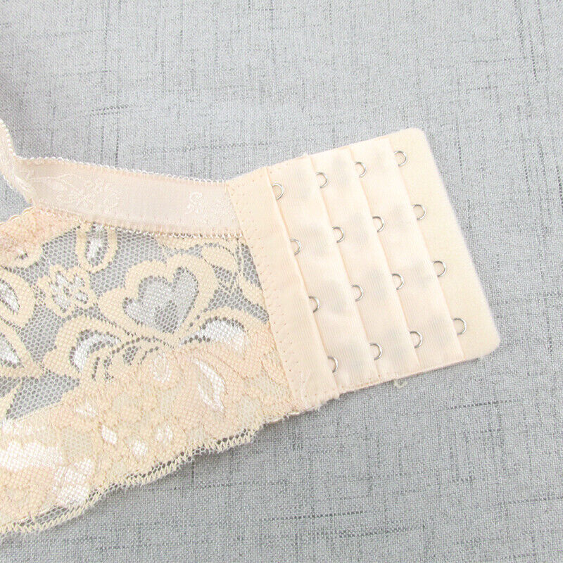 Beige BH-Verlängerung aus Spitze, Hakenverschluss, elastisch, Damenunterwäsche-Zubehör.