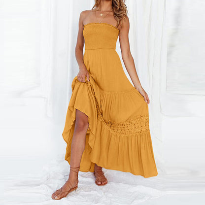 Trägerloses Maxikleid mit Spitzendetails – Isaline
