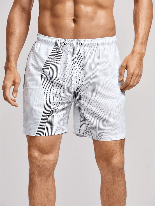 Herren Badeshorts Sommer | Schnelltrocknend | Bequem | Leicht | Strand | Pool-Weiß-S-Luzern Mode