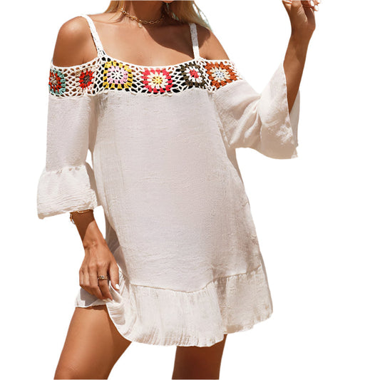 Luftiges Sommer Minikleid Damen | Schulterfrei locker | Bequem vielseitig-Luzern Mode