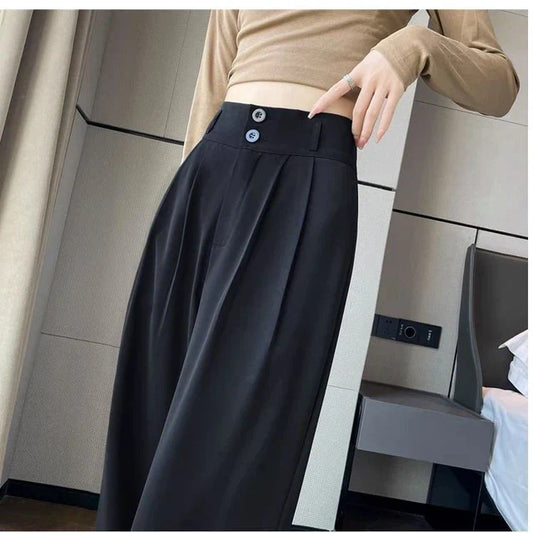 Schwarze Damen Hose | Palazzo Schnitt | Locker | Hohe Taille | Weit-S-Luzern Mode