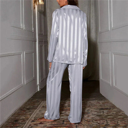 Damen-Pyjama | Zweiteilig | Silktouch | Knopfleiste | Lange Hose-Luzern Mode