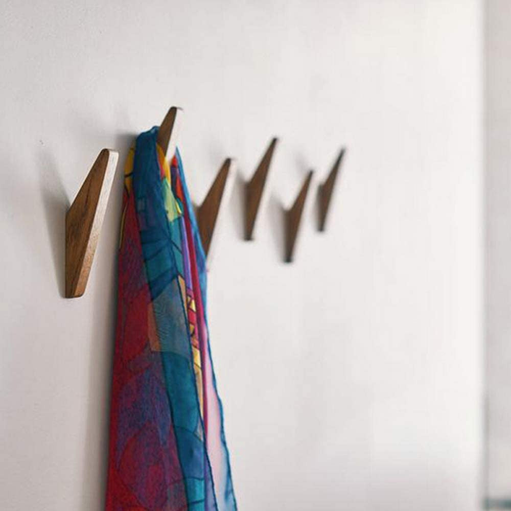 Minimalist Wooden Wall Hooks for Home - Set of 6 3