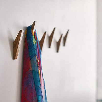 Minimalist Wooden Wall Hooks for Home - Set of 6 3